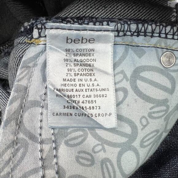Bebe Vintage Y2K Carmen Cuffed Crop Jeans Rhinestones Dark Wash Womens 25 - Picture 9 of 10
